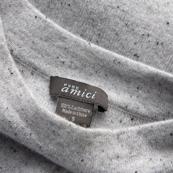 Pure Amici 100% Cashmere Sweater Nub Fleck Tunic Pullover Grey Black Size Small - Picture 3 of 5